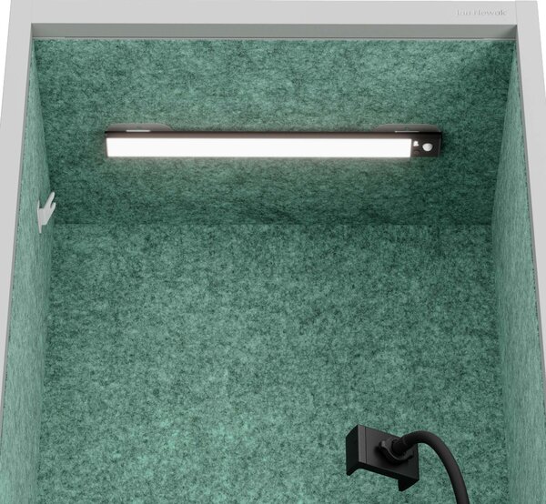 Skříň se sedákem a zónou ticha SALLY MentalBox, šedá konstrukce, zelený sedák, 1850 x 600 x 400 mm