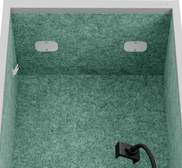 Skříň se sedákem a zónou ticha SALLY MentalBox, šedá konstrukce, zelený sedák, 1850 x 600 x 400 mm