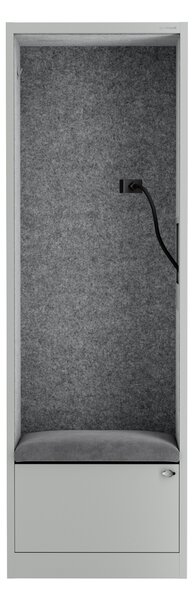 Skříň se sedákem a zónou ticha SALLY MentalBox, šedá konstrukce, šedý sedák, 1850 x 600 x 400 mm