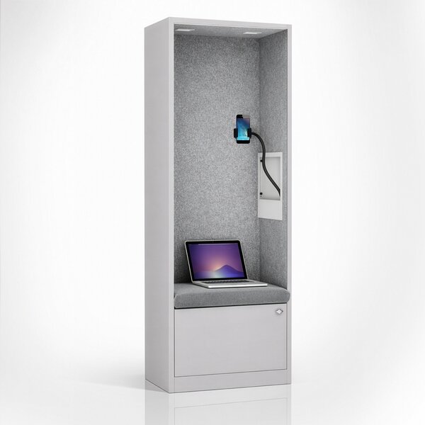 Skříň se sedákem a zónou ticha SALLY MentalBox, šedá konstrukce, šedý sedák, 1850 x 600 x 400 mm