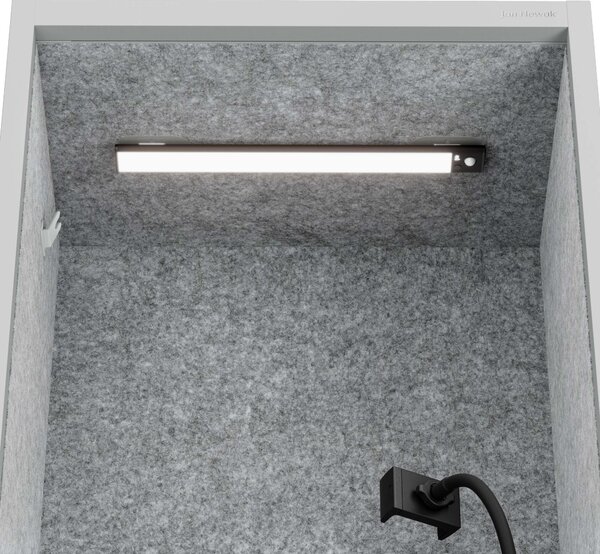 Skříň se sedákem a zónou ticha SALLY MentalBox, šedá konstrukce, šedý sedák, 1850 x 600 x 400 mm