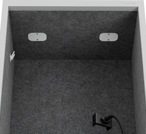 Skříň se sedákem a zónou ticha SALLY MentalBox, šedá konstrukce, tmavě šedý sedák, 1850 x 600 x 400 mm