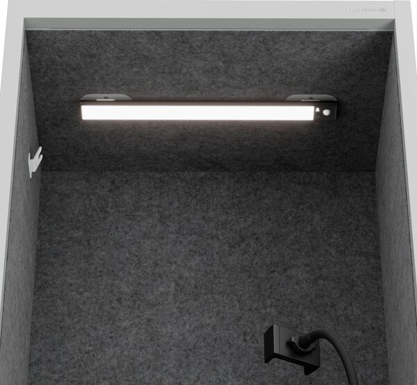 Skříň se sedákem a zónou ticha SALLY MentalBox, šedá konstrukce, tmavě šedý sedák, 1850 x 600 x 400 mm