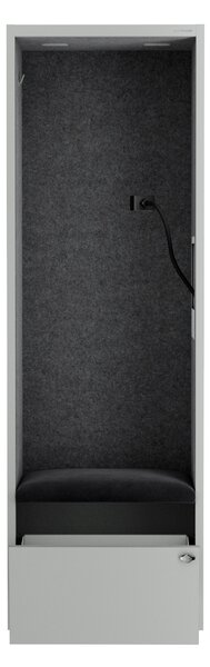 Skříň se sedákem a zónou ticha SALLY MentalBox, šedá konstrukce, tmavě šedý sedák, 1850 x 600 x 400 mm