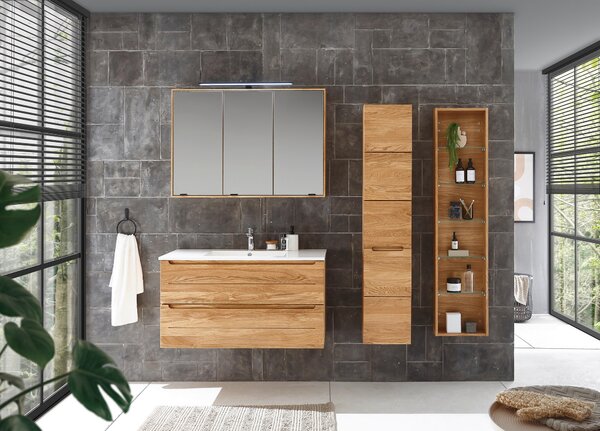 ZRCADLOVÁ SKŘÍŇKA, barvy dubu, 100/70/20 cm Linea Natura - Koupelnové série, Online Only