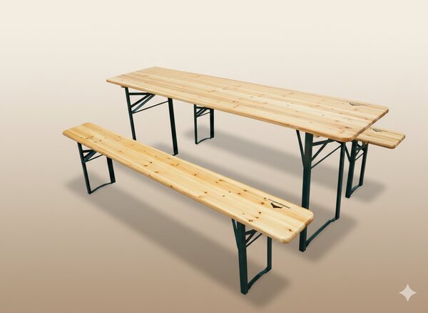 Dřevěný pivní set – 180 cm, 50cm