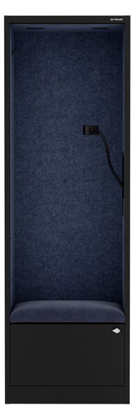 Skříň se sedákem a zónou ticha SALLY MentalBox, černá konstrukce, tmavěmodrý sedák, 1850 x 600 x 400 mm