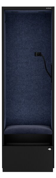 Skříň se sedákem a zónou ticha SALLY MentalBox, černá konstrukce, tmavěmodrý sedák, 1850 x 600 x 400 mm