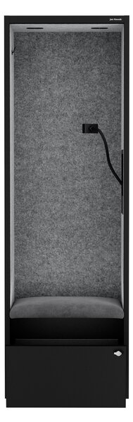 Skříň se sedákem a zónou ticha SALLY MentalBox, černá konstrukce, šedý sedák, 1850 x 600 x 400 mm