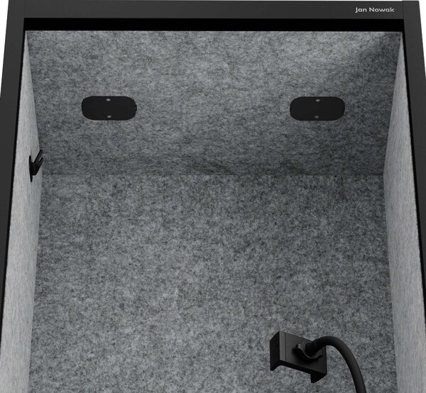 Skříň se sedákem a zónou ticha SALLY MentalBox, černá konstrukce, šedý sedák, 1850 x 600 x 400 mm