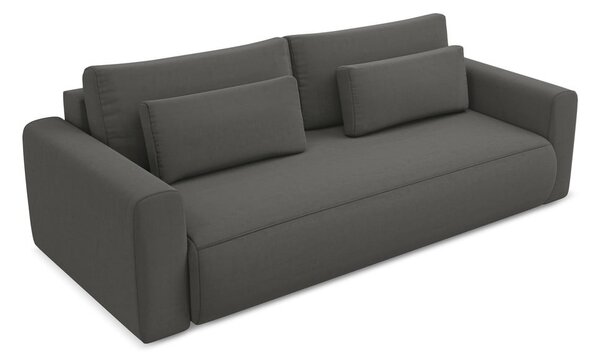 Tmavě šedá sametová rozkládací/s úložným prostorem pohovka 238 cm Kapua – Makamii