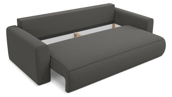 Tmavě šedá sametová rozkládací/s úložným prostorem pohovka 238 cm Kapua – Makamii