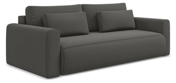 Tmavě šedá sametová rozkládací/s úložným prostorem pohovka 238 cm Kapua – Makamii