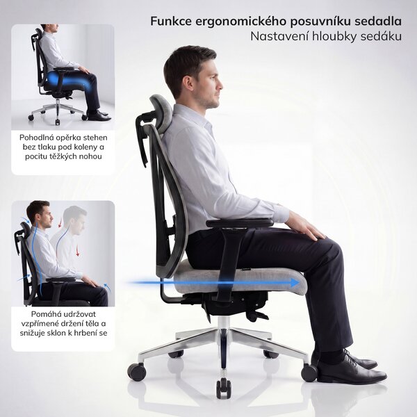 Ergonomická kancelářská židle šedá VECTOR