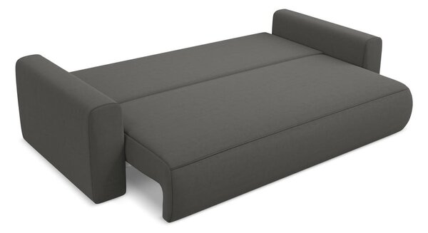 Tmavě šedá sametová rozkládací/s úložným prostorem pohovka 238 cm Kapua – Makamii