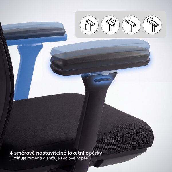 Ergonomická kancelářská židle černá se síťovinou VECTOR