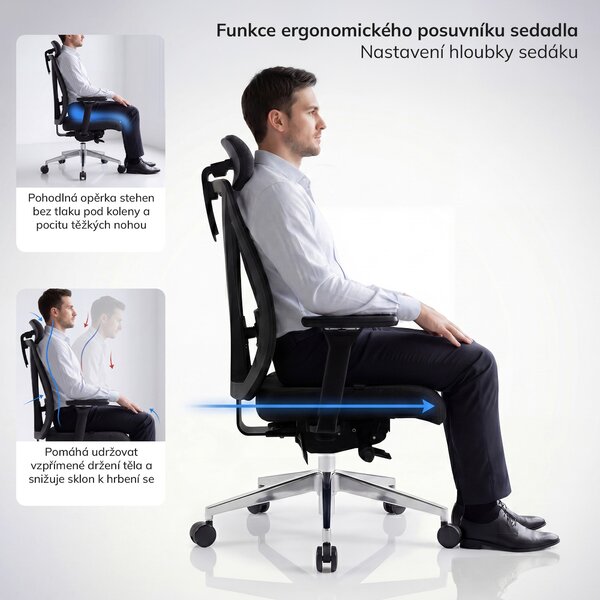 Ergonomická kancelářská židle černá se síťovinou VECTOR