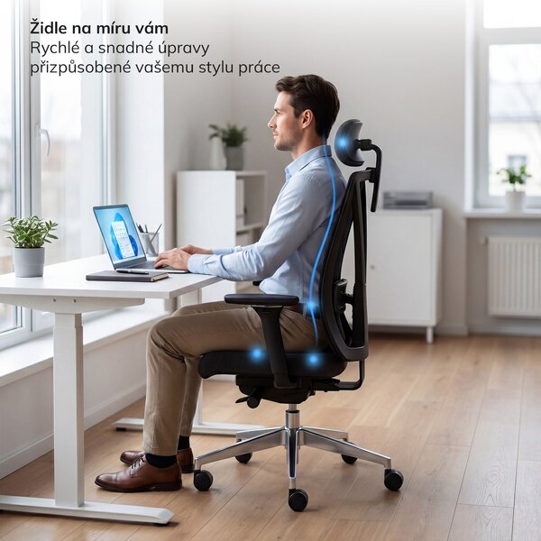 Ergonomická kancelářská židle černá se síťovinou VECTOR