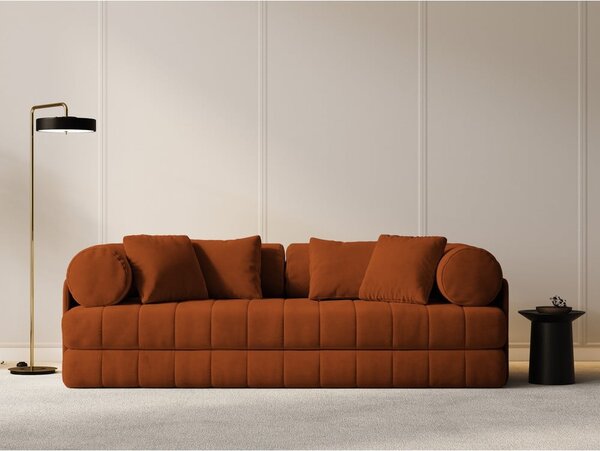 Sametová rozkládací pohovka v terakotové barvě 206 cm Kemi – Cosmopolitan Design