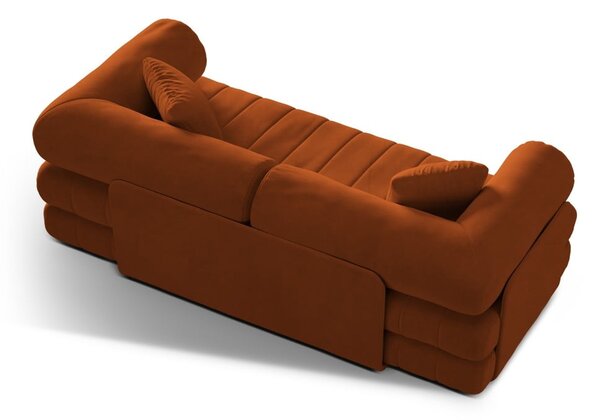 Sametová rozkládací pohovka v terakotové barvě 206 cm Kemi – Cosmopolitan Design