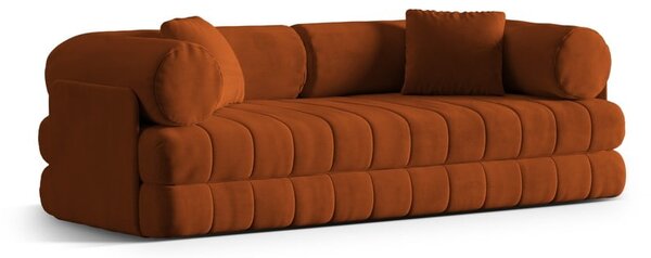 Sametová rozkládací pohovka v terakotové barvě 206 cm Kemi – Cosmopolitan Design