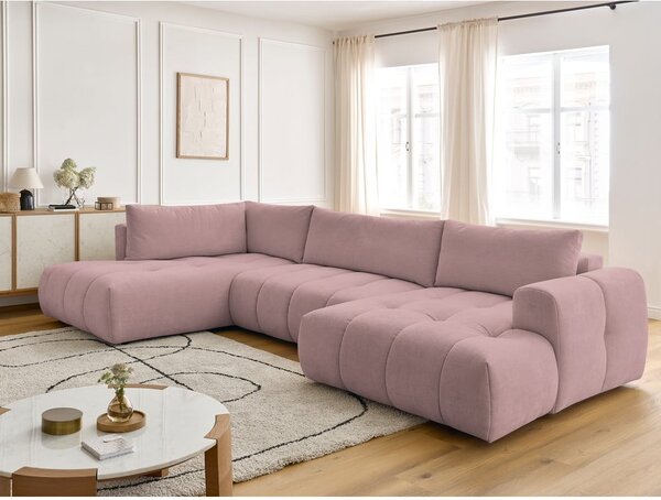 Růžová rozkládací/s úložným prostorem rohová pohovka (levý roh/do "U") Fuji – Bobochic Paris