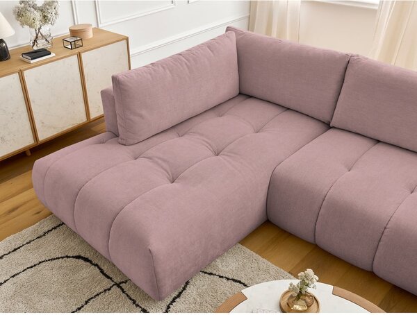 Růžová rozkládací/s úložným prostorem rohová pohovka (levý roh/do "U") Fuji – Bobochic Paris