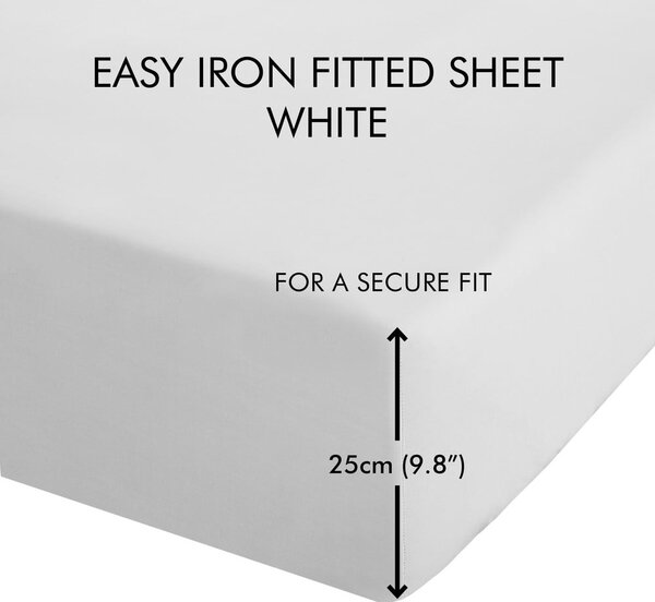 Bílé napínací perkálové prostěradlo 90x190 cm Easy Iron Percale – Catherine Lansfield