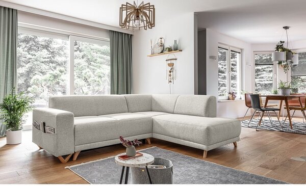 Béžová rozkládací/s úložným prostorem rohová pohovka (pravý roh/do L) Classy Sophie – Miuform