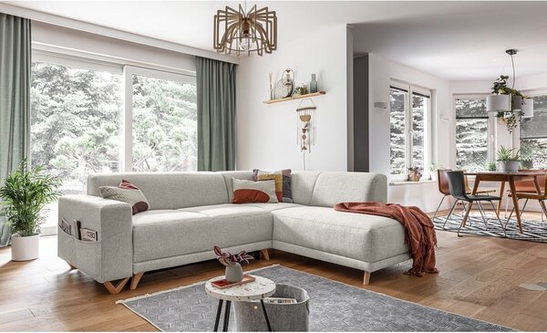 Béžová rozkládací/s úložným prostorem rohová pohovka (pravý roh/do L) Classy Sophie – Miuform