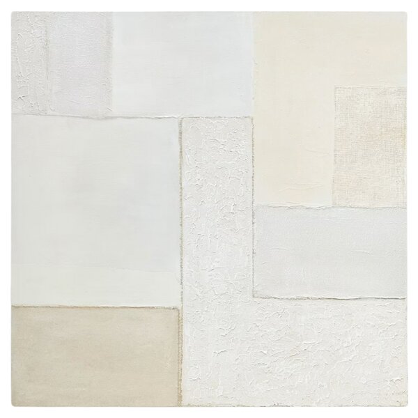 Bílý abstraktní obraz Kave Home Pineda 100 x 100 cm