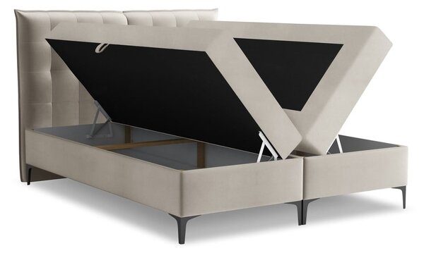 Taupe boxspring postel s úložným prostorem 180x200 cm Mikana – Makamii