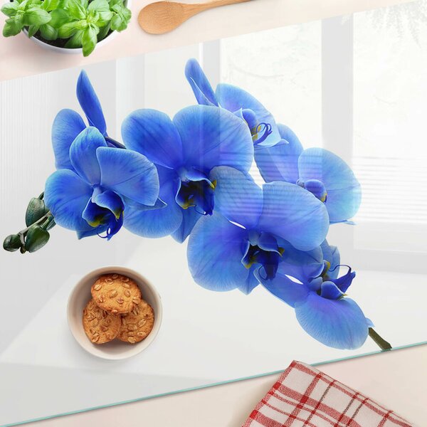 Skleněná deska do kuchyně Modré orchideje ddk-nr-wm-00006546