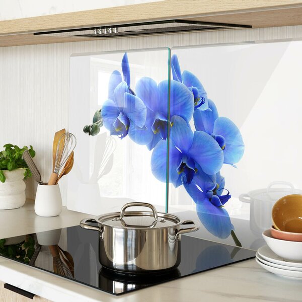 Skleněná deska do kuchyně Modré orchideje ddk-nr-wm-00006546