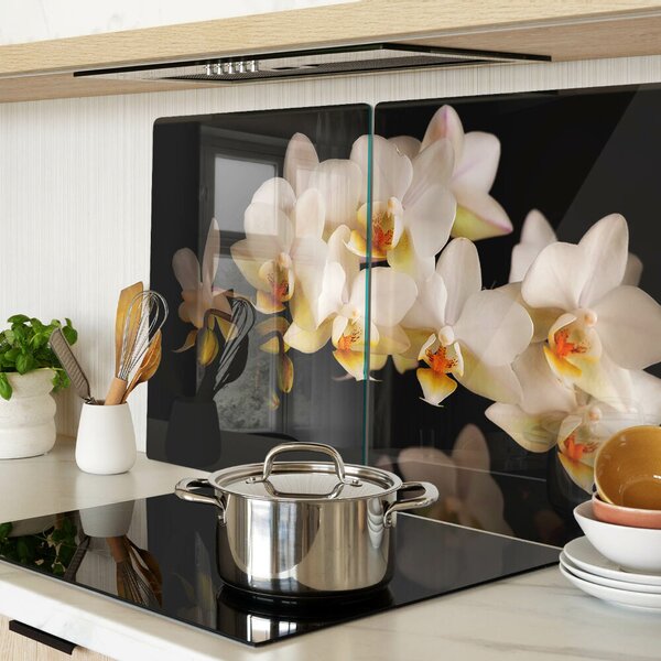 Krájecí prkénko skleněné Orchideje na černém pozadí ddk-nr-wm-00006552