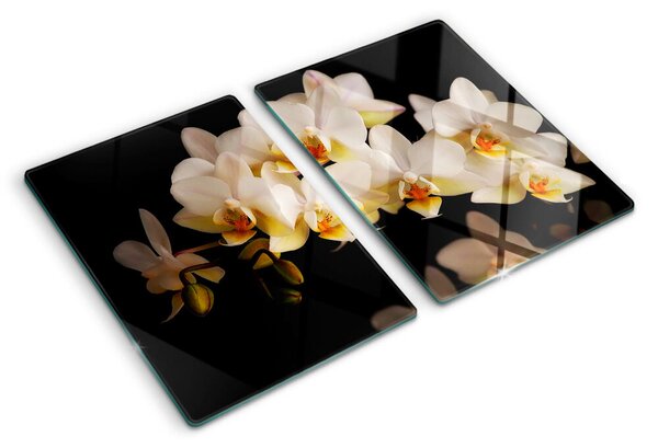 Krájecí prkénko skleněné Orchideje na černém pozadí ddk-nr-wm-00006552