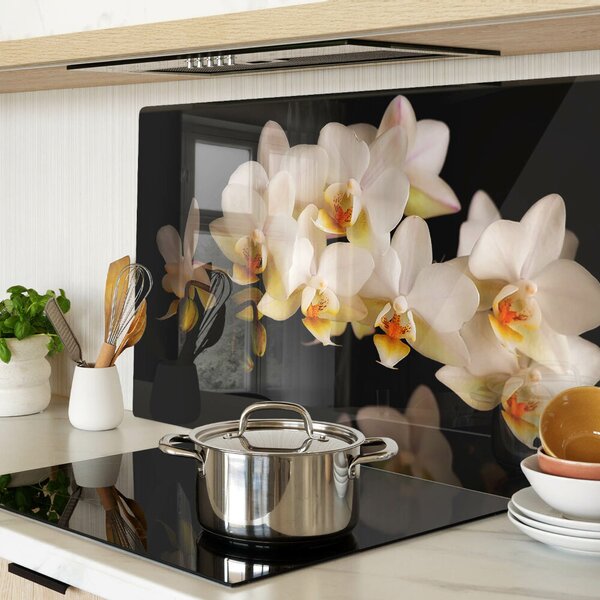 Krájecí prkénko skleněné Orchideje na černém pozadí ddk-nr-wm-00006552