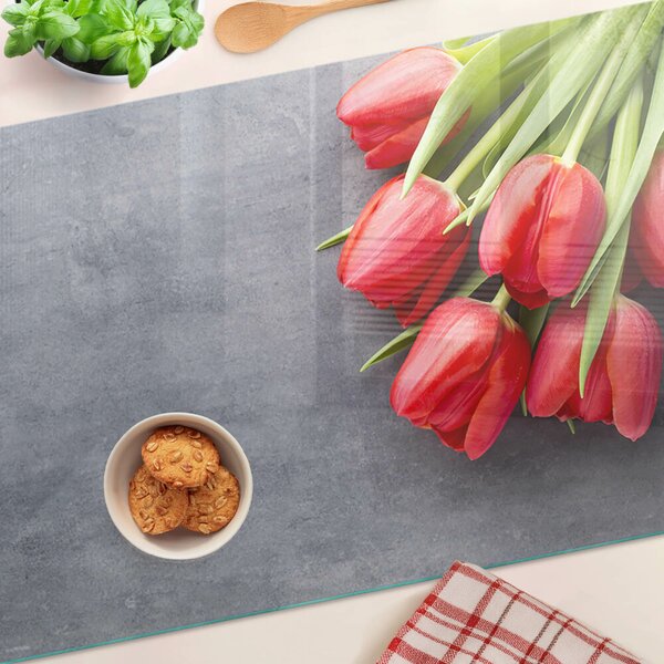 Skleněné krájecí prkénko Tulipány na šedém pozadí ddk-nr-wm-00006562