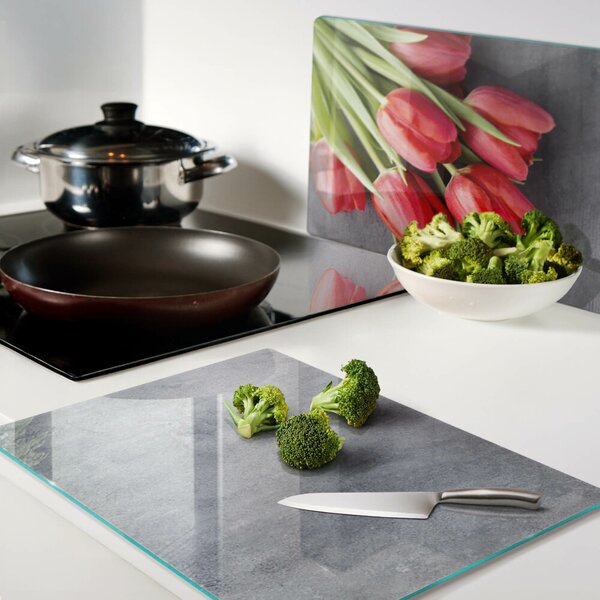Skleněné krájecí prkénko Tulipány na šedém pozadí ddk-nr-wm-00006562