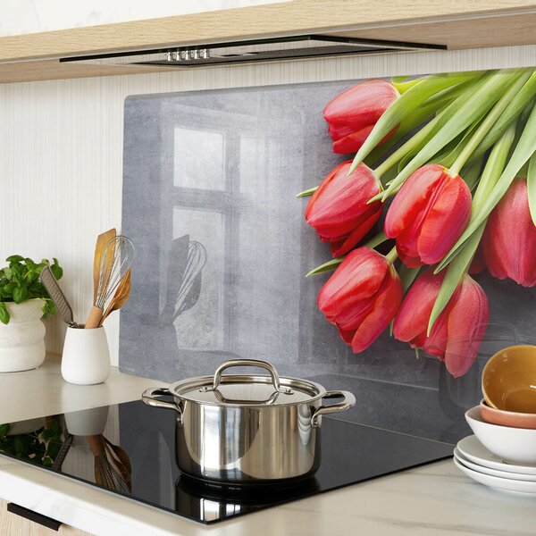 Skleněné krájecí prkénko Tulipány na šedém pozadí ddk-nr-wm-00006562