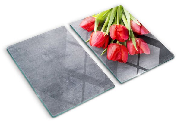 Skleněné krájecí prkénko Tulipány na šedém pozadí ddk-nr-wm-00006562