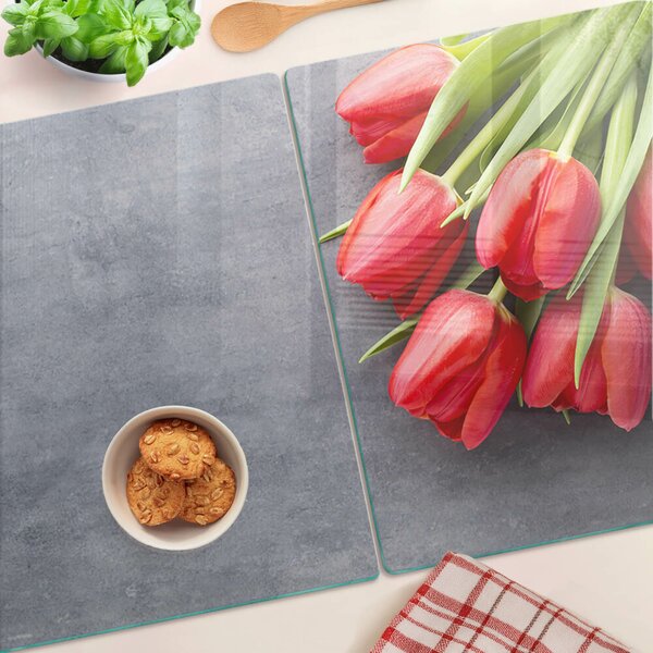 Skleněné krájecí prkénko Tulipány na šedém pozadí ddk-nr-wm-00006562