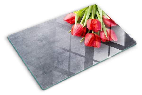 Skleněné krájecí prkénko Tulipány na šedém pozadí ddk-nr-wm-00006562