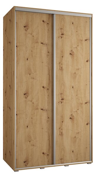 Šatní skříň s posuvnými dveřmi DAVOS 140cm | DUB Artisan / stříbrné pojezdy