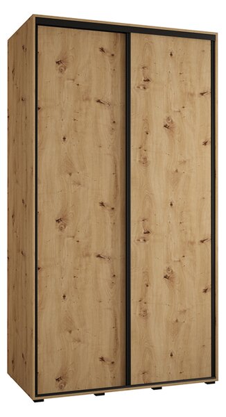 Šatní skříň s posuvnými dveřmi DAVOS 140cm | DUB Artisan / černé pojezdy