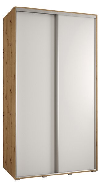 Šatní skříň s posuvnými dveřmi DAVOS 140cm | DUB Artisan / bílá / stříbrné