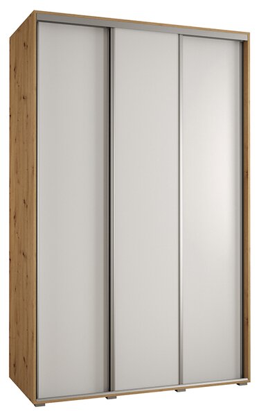 Šatní skříň s posuvnými dveřmi DAVOS 150cm | DUB Artisan / bílá / stříbrné