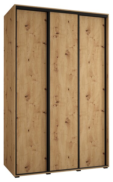 Šatní skříň s posuvnými dveřmi DAVOS 150cm | DUB Artisan / černé pojezdy