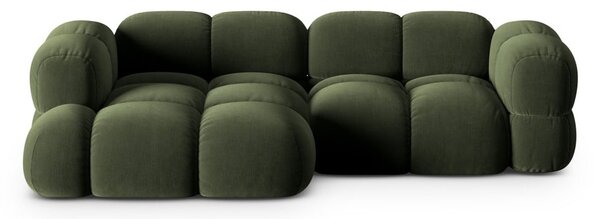 Zelená sametová rohová pohovka (levý roh/s lenoškou) Loretto – Cosmopolitan Design