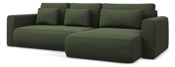 Khaki rozkládací/s úložným prostorem rohová pohovka (pravý roh/s lenoškou) Kapua – Makamii